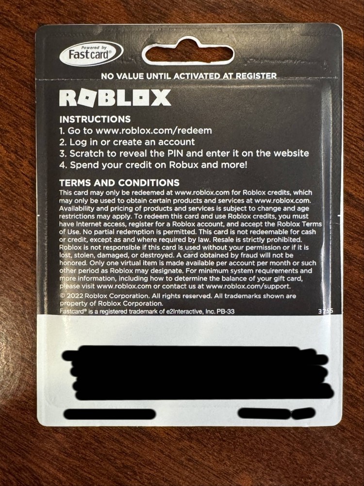 ROBLOX Physical Gift Card $100 NEW & SEALED ~ Includes FREE Virtual Item
