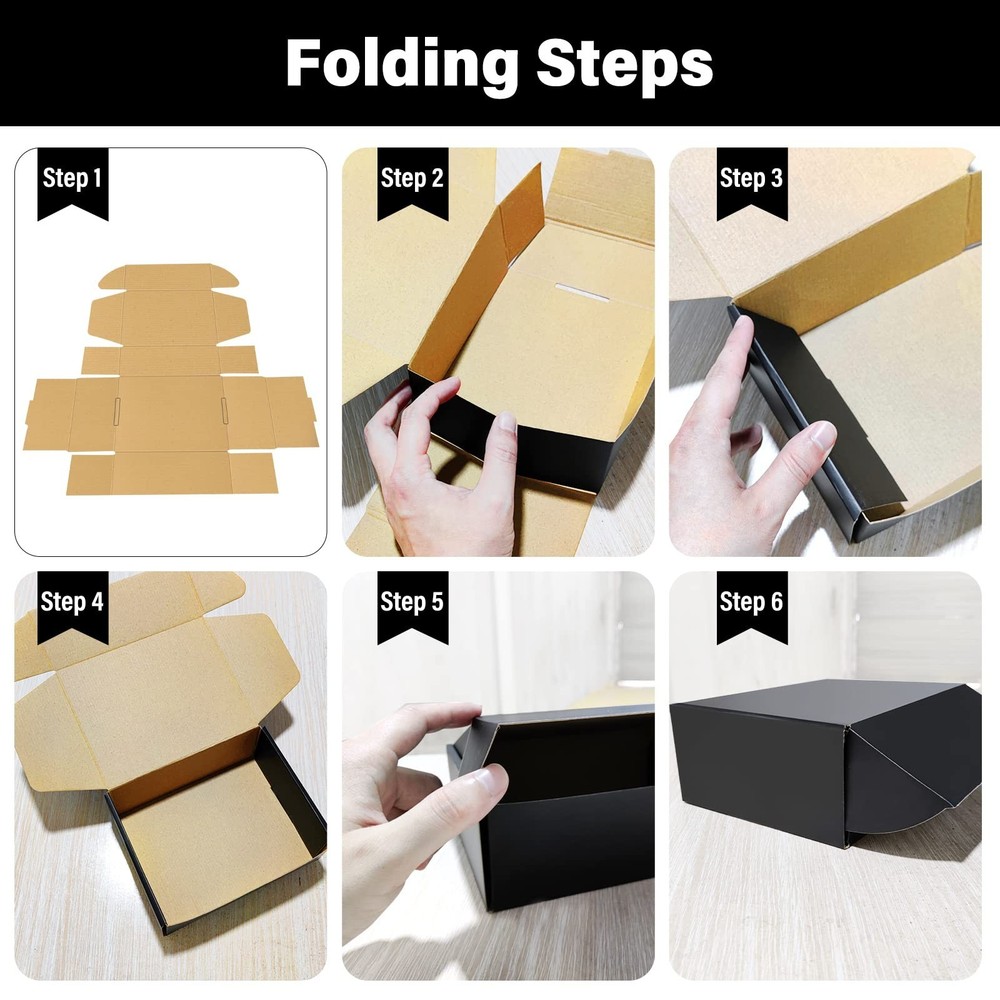 30 Pack 8x6x3 inches Black Shipping Boxes, Corrugated Mailer Boxes, Packaging...