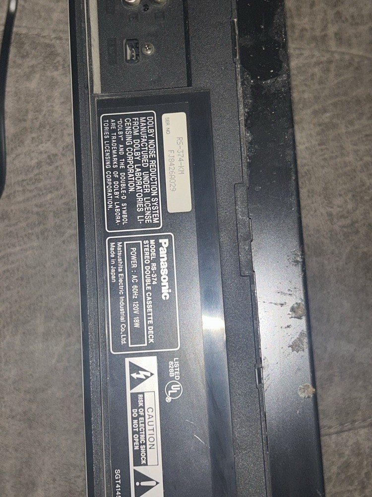 Panasonic RS-374-KM Dual Cassette Deck – Powers On – Untested