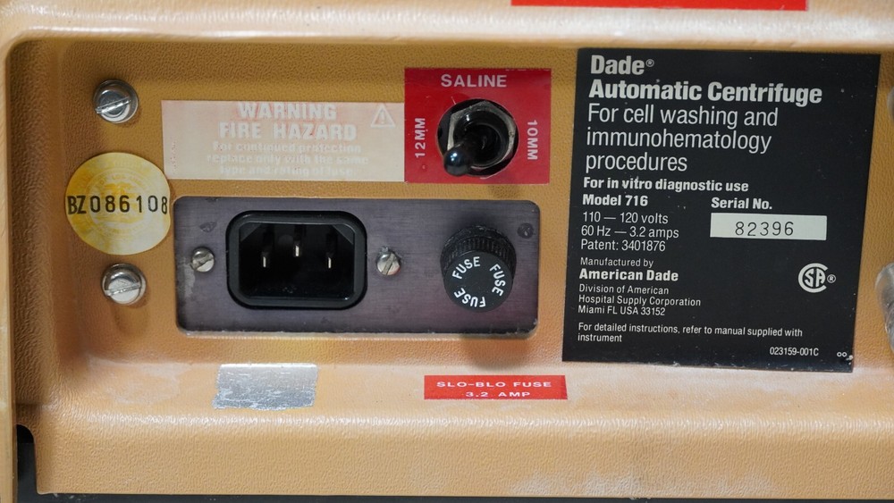 Dade 716 automatic centrifuge