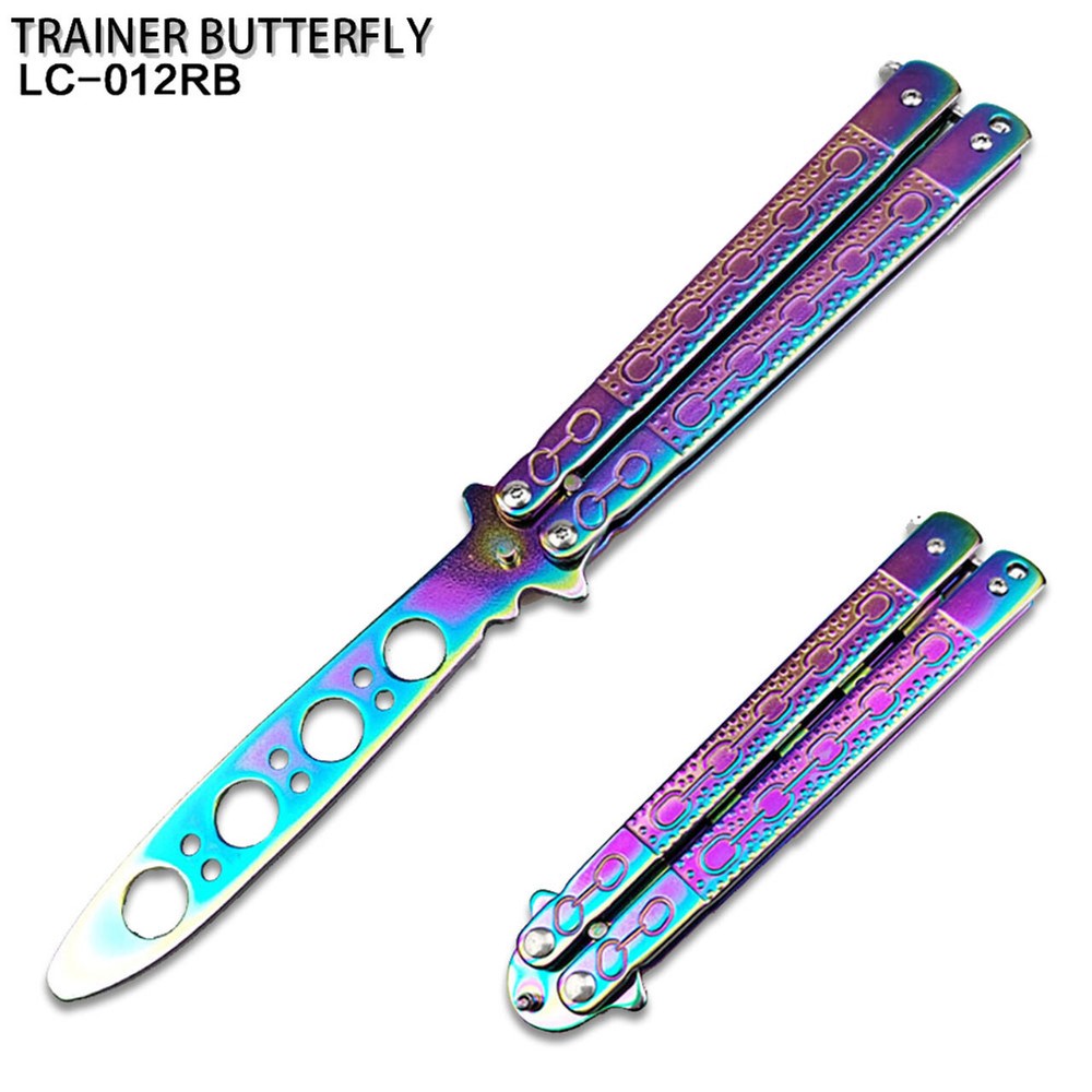 Non-Sharp Knife Trainer Style Rainbow Chain-Link Handle Trainer for Martial Art