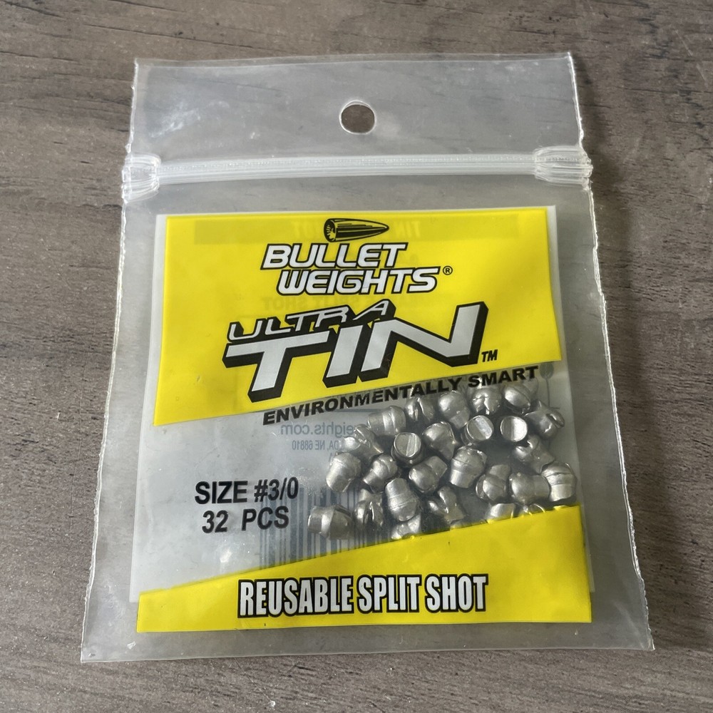 Bullet Weights Ultra Thin Reusable Split Shot - Size #3/0 32 Pieces