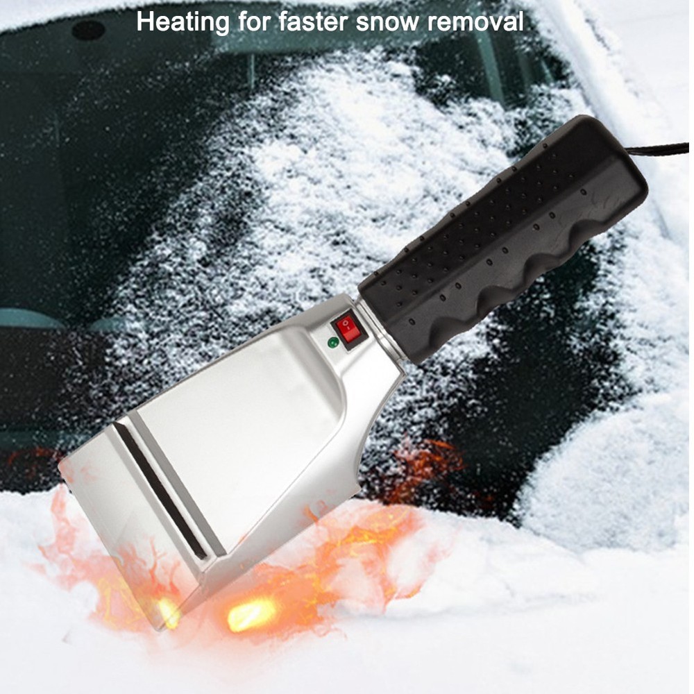 Winter heated ice scraper for windshield snow removal and easy car cleaning