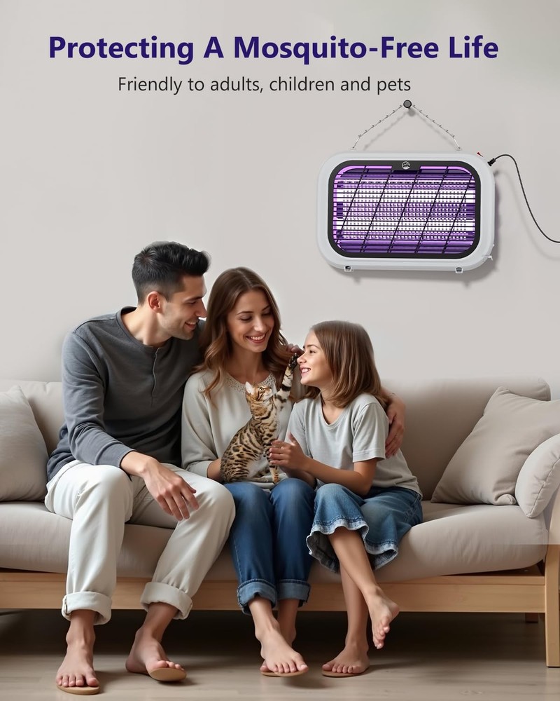 Indoor Bug Zapper, Powerful Fly Zapper with Double-Layer High-Voltage Grid, A...