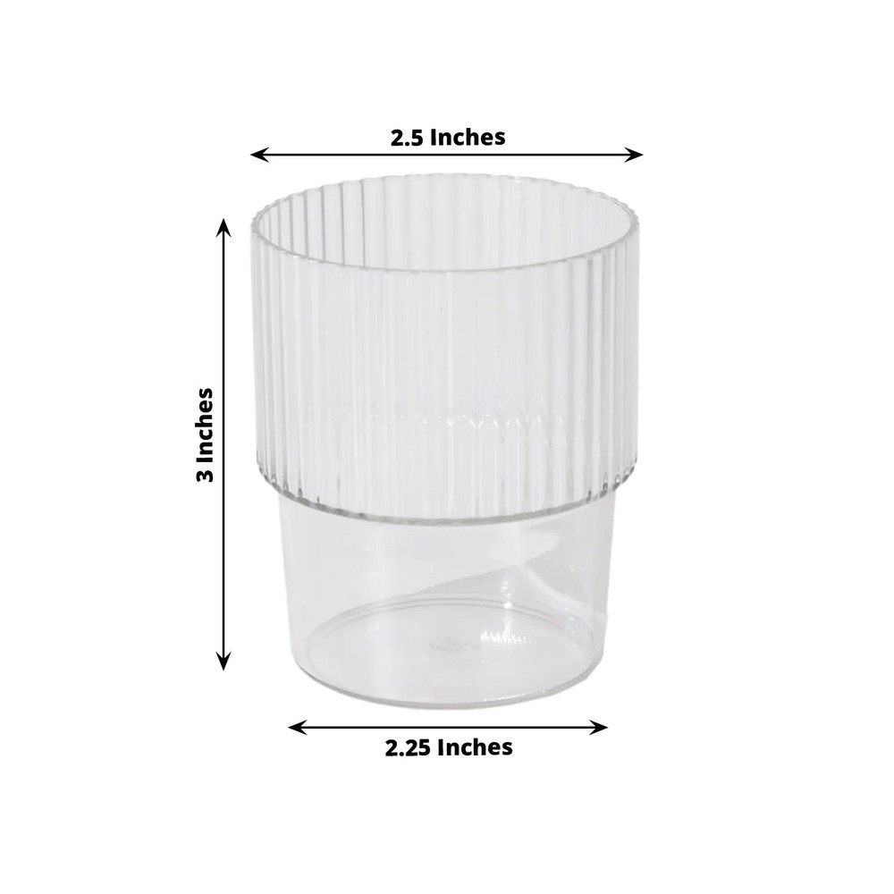 12 CLEAR Stackable Ribbed Reusable Plastic cups Party Centerpieces