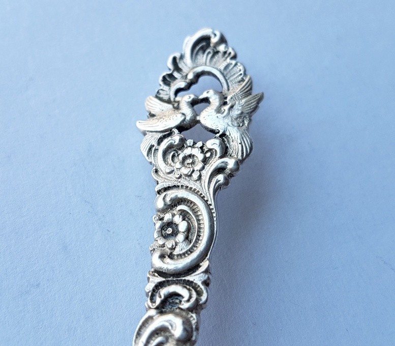Rare Serving Fork, Doves, 800 Silver K863