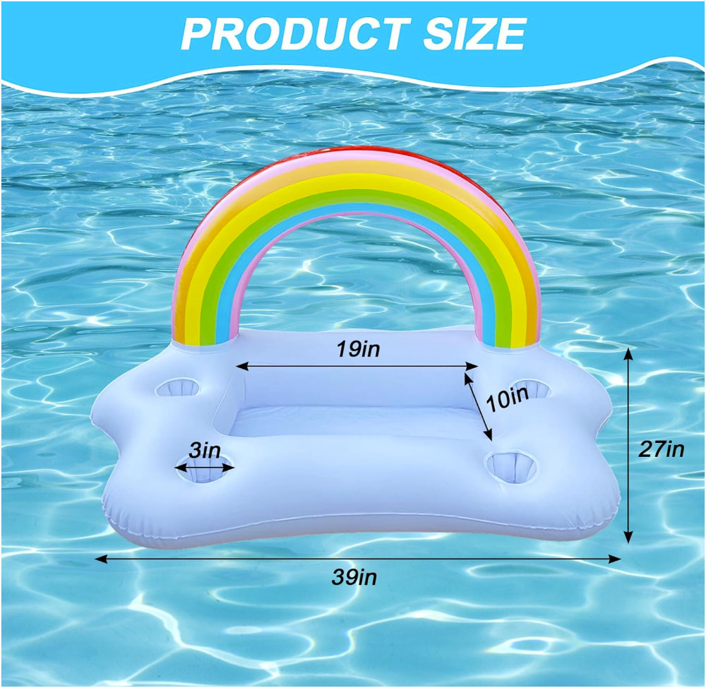 Inflatable Floating Drink Holder Pool Bar Float 4 Cup Holders Snack Tray Cloud