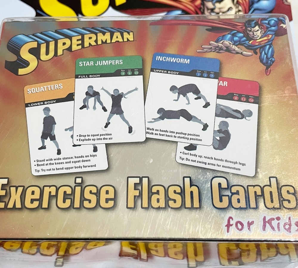 FitDeck, DC Comics Superman Exercise Flash Cards for Kids, 50 Games
