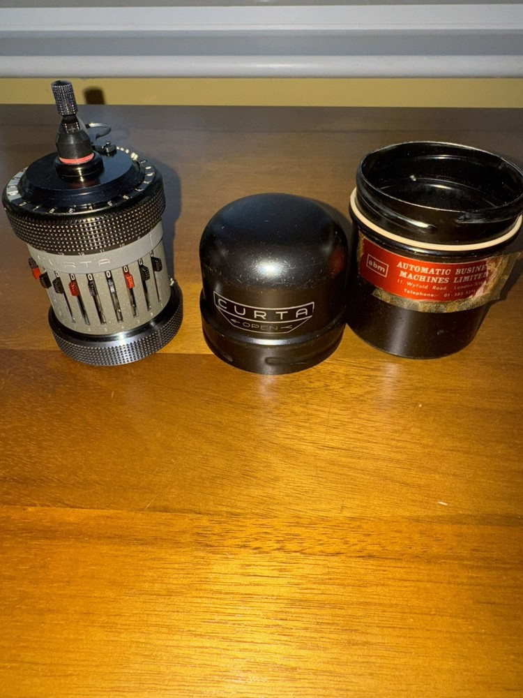 Curta calculator Type 2 w/can, rare