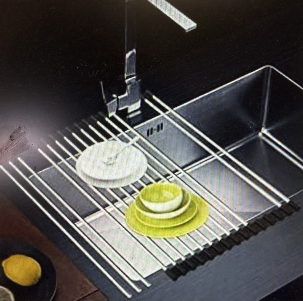 Over Sink Roll-Up Dish Drying Rack 21”x16” Kitchen Rack for Counter Space Saving