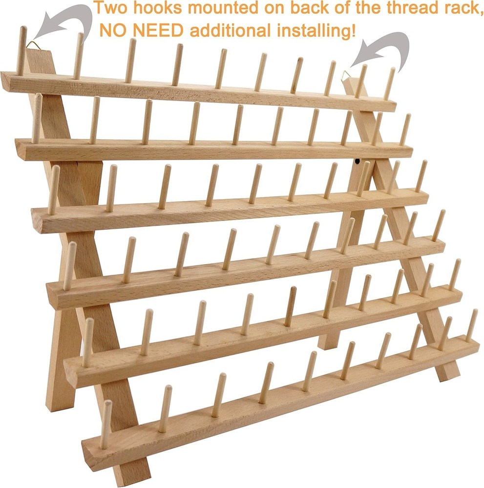 Versatile 60 Spools Thread Rack - Wall Mounted or Tabletop for Quilting & Sewing