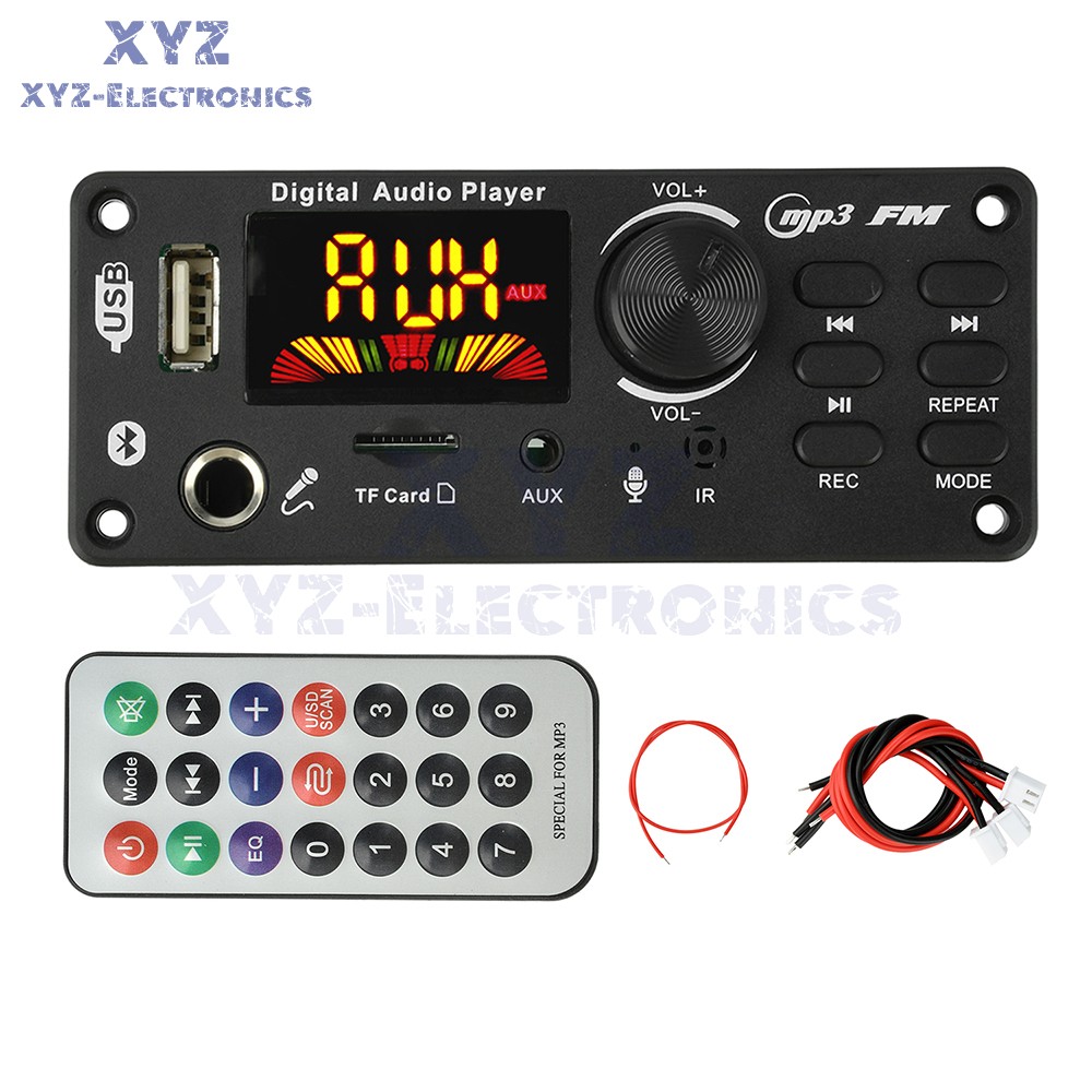 DC 7-24V Color Screen Bluetooth 5.0 MP3 Audio Decoder Board 2*50W Amplifier FM