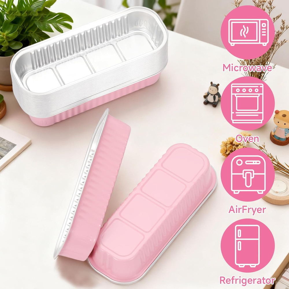 6.8Oz Mini Loaf Pans with Lids, 100 Pcs Disposable Rectangular Aluminum Cake Pan