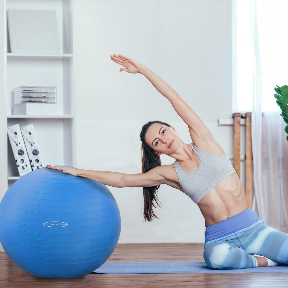 Anti-Burst Slip Resistant Exercise Ball with Quick Pump 2000-Pound Capacity B...