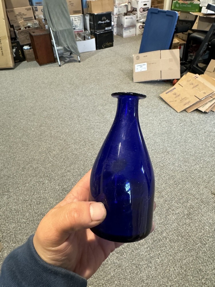 Beautiful Deep Pretty Cobalt Blue Pontiled Cork Top Bottle Nice Display Piece