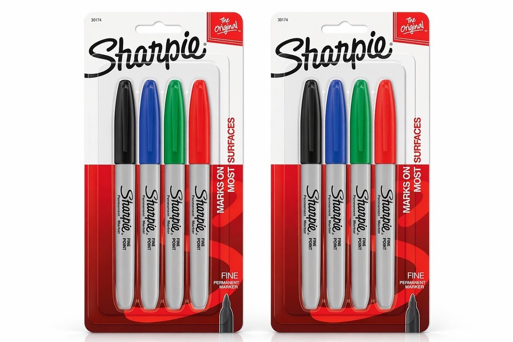 2 Pack Sharpie Permanent Markers Fine Point Assorted Colors - 4 per pack