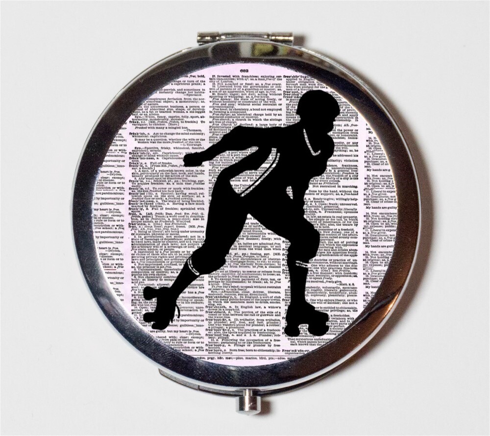 Retro Roller Derby Skating Compact Mirror Make Up Pocket Mirror Cosmetic