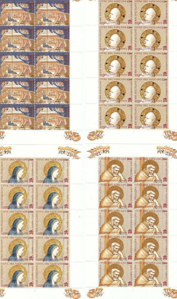 (FS357) Vatican 2000  Christmas Frescoes Full sheets MNH