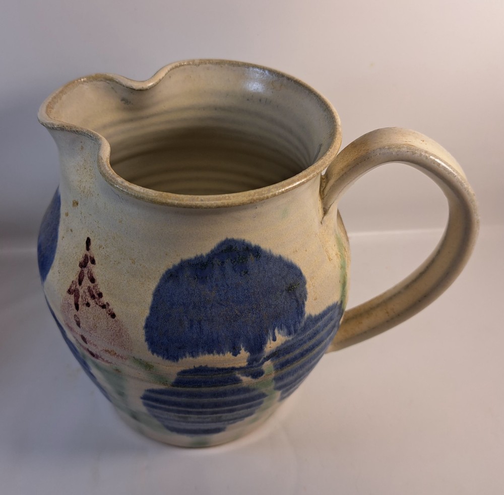Pottery Pitcher 6.5" Tall Mixed Design Glaze