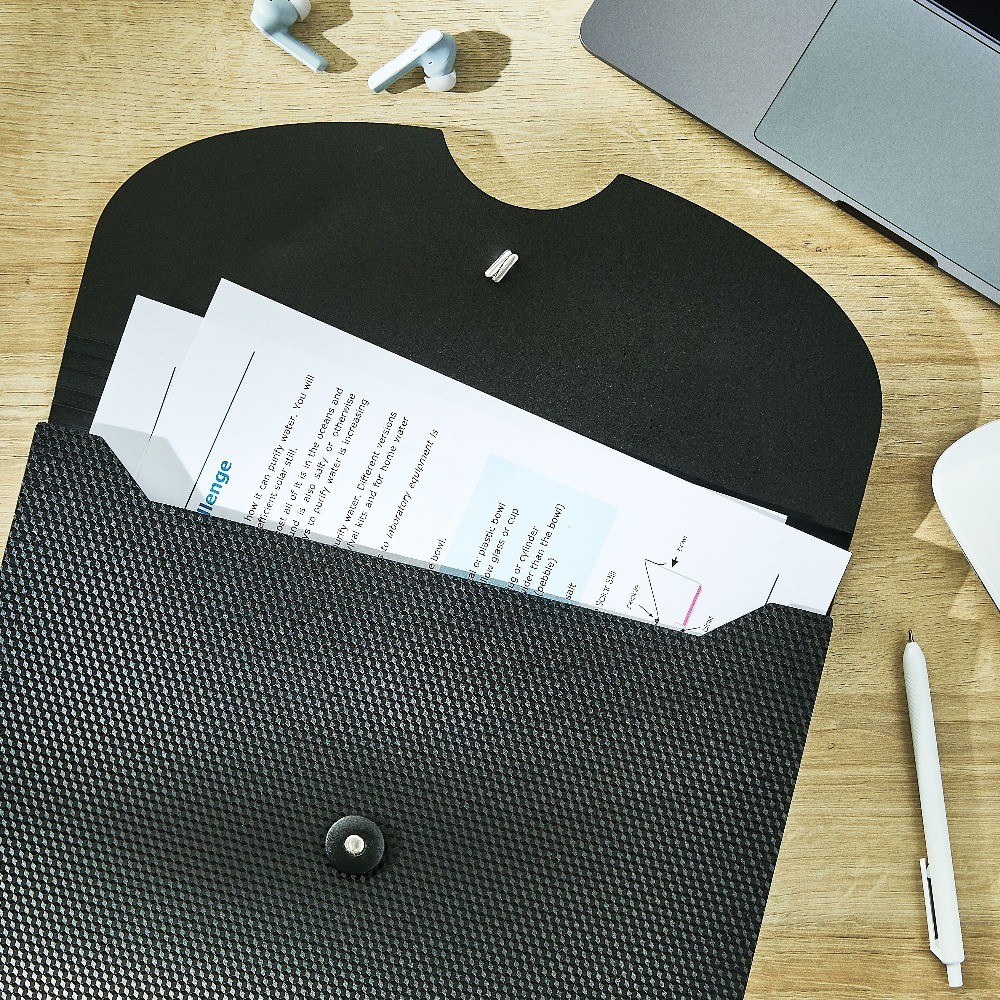 7-Pocket Poly Expanding File, Textured Black