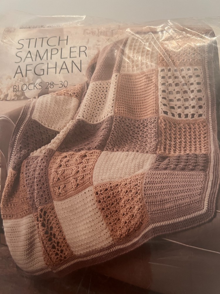 Annie’s Stitch Sampler Crochet Afghan Yarn & Pattern Blocks 28-30 Sealed In Pack