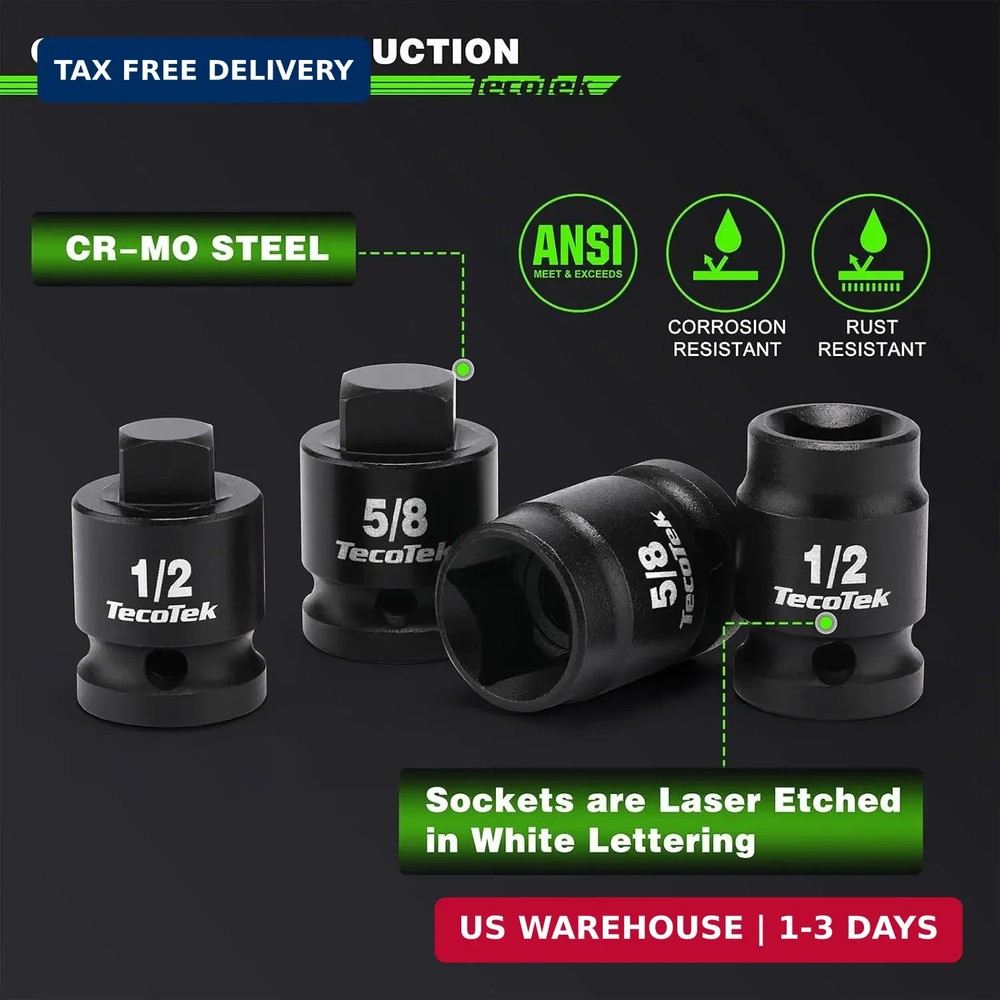 1/2" Drive Pipe Plug Socket Set, Square Drive Socket, 10-Piece, SAE, 4 Point