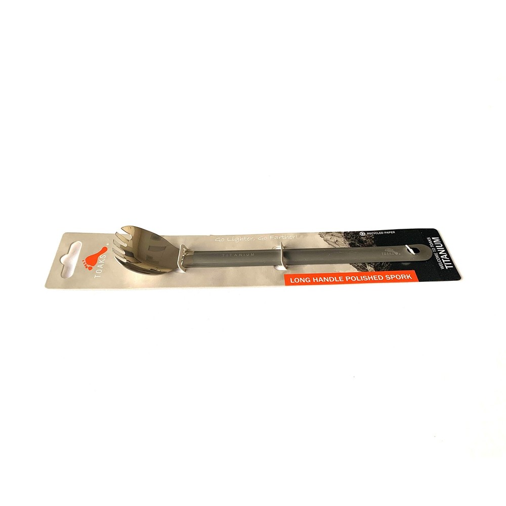 Titanium Long Handle Spork with Polished Bowl
