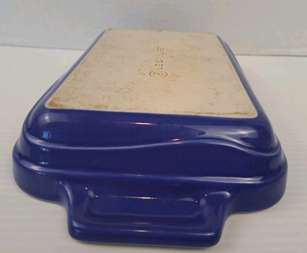 LeCreuset Med. Cobalt Blue Stoneware Casserole Baking Dish Rectangular 11.75"L