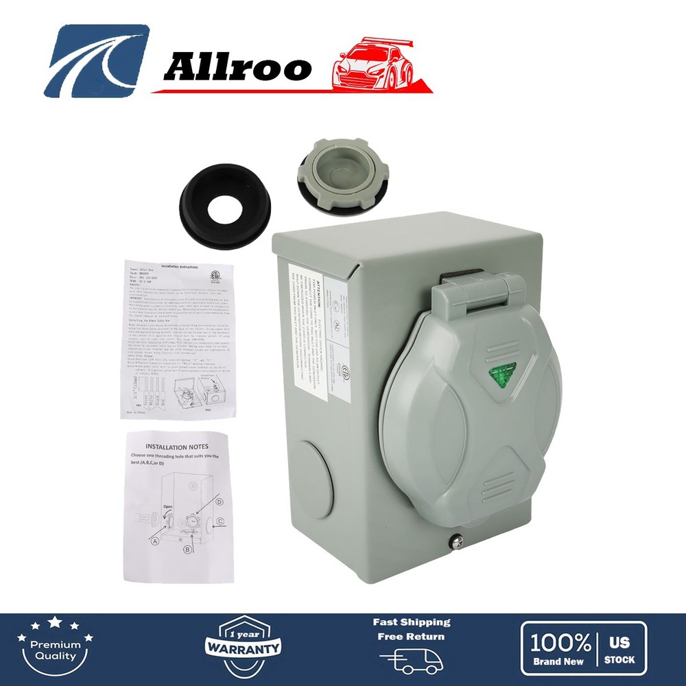 50 Amp Generator Inlet Box NEMA SS2-50P Power Inlet Box for 3Prong 125/250 Volt