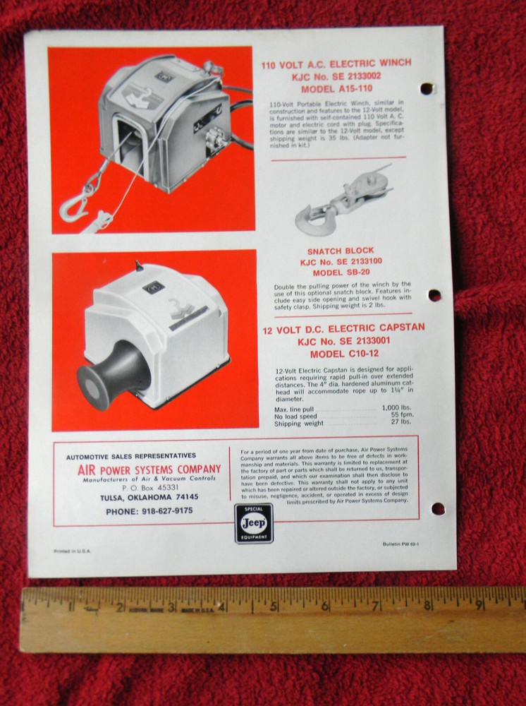 "JEEP" Special Equipment, AUTOMATIC PORTABLE ELECTRIC WINCHES, GLOSSY INSERT