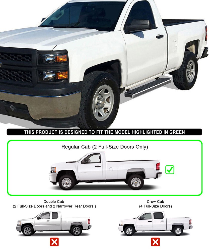 APS Running Boards 5in Fit 99-13 Silverado Sierra Regular Cab