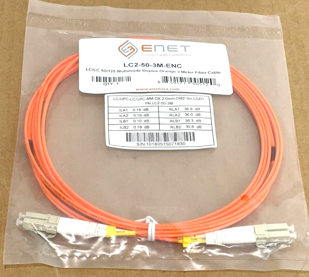 ENET MultiMode LC/LC Duplex Fiber Patch Cable (3 meters) LC2-50-3M-ENC ✅❤️️✅❤️️