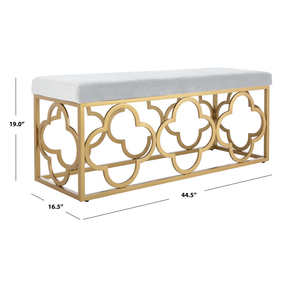 SAFAVIEH Fleur Rectangle Bench | Grey / Gold |