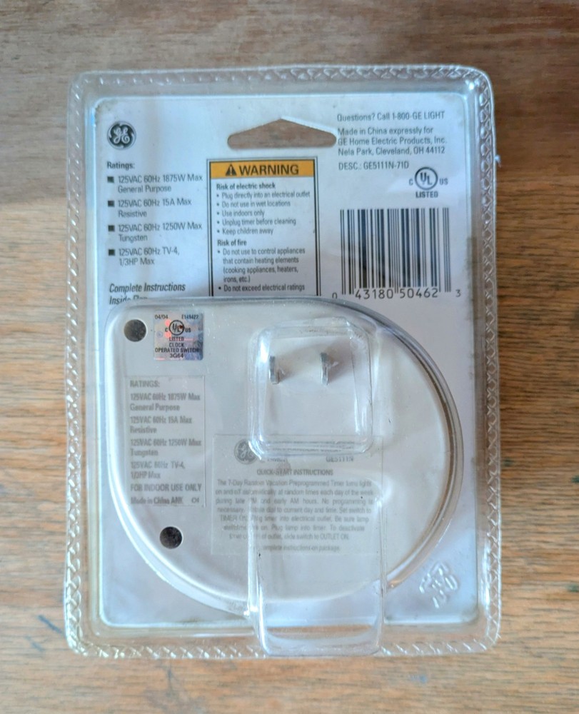 GE 7-Day Random Pre-Programmed Vacation Timer