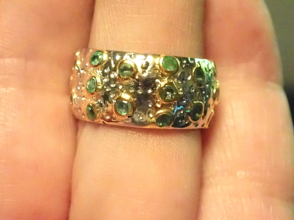 Green Emerald Sterling Silver Ring Size 6.5