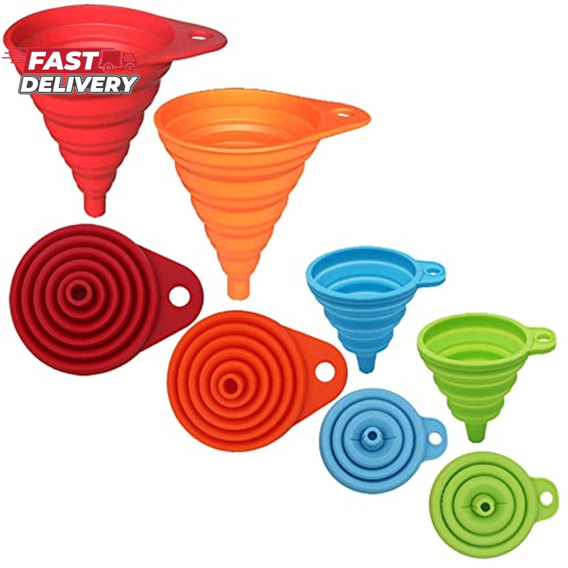 Kitchen Funnel Set 4 Pack Small And Large Kitchen Gadgets Accessories Foldable