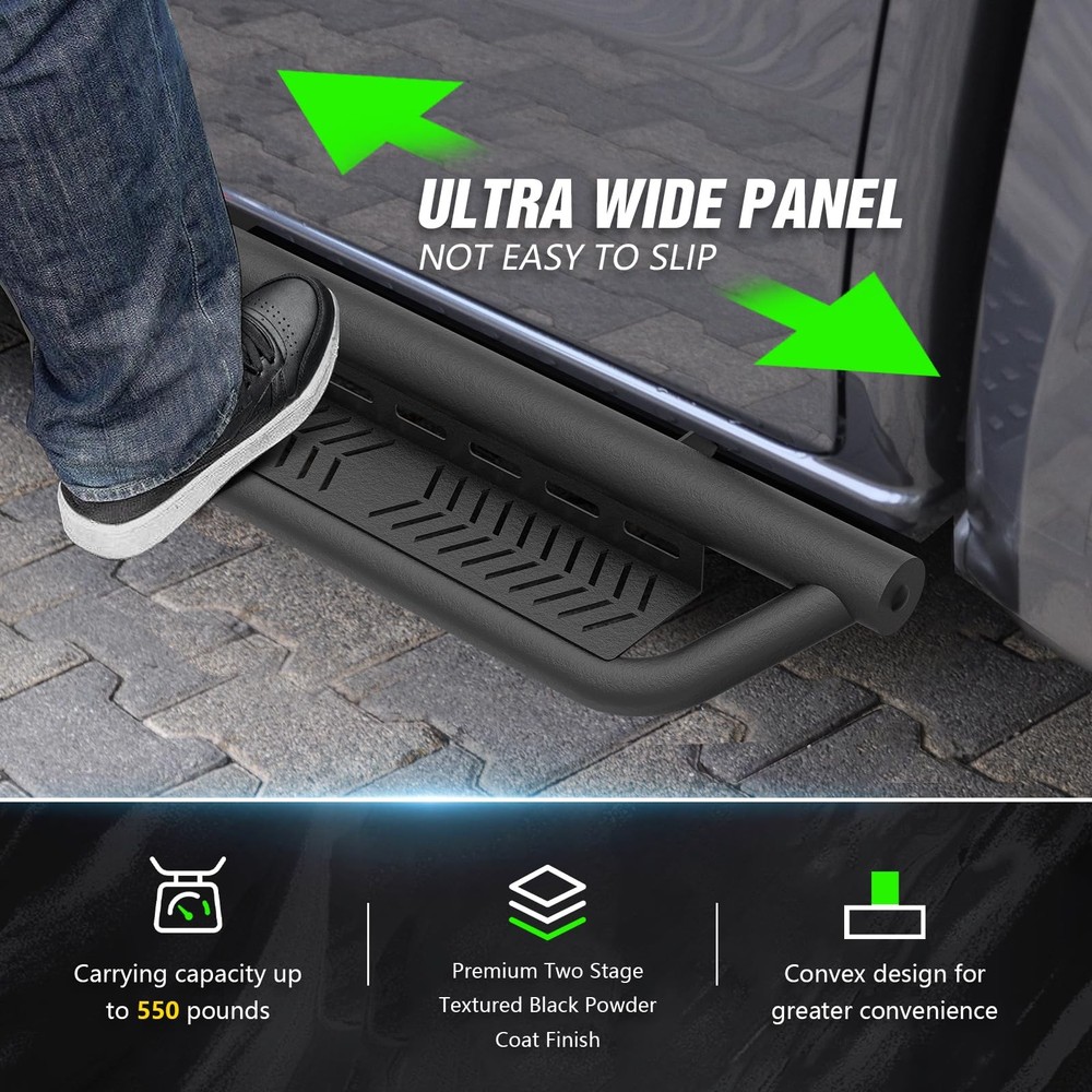 Double Cab Running Boards Side Steps Compatible with 2007-2018 Chevy Silverado