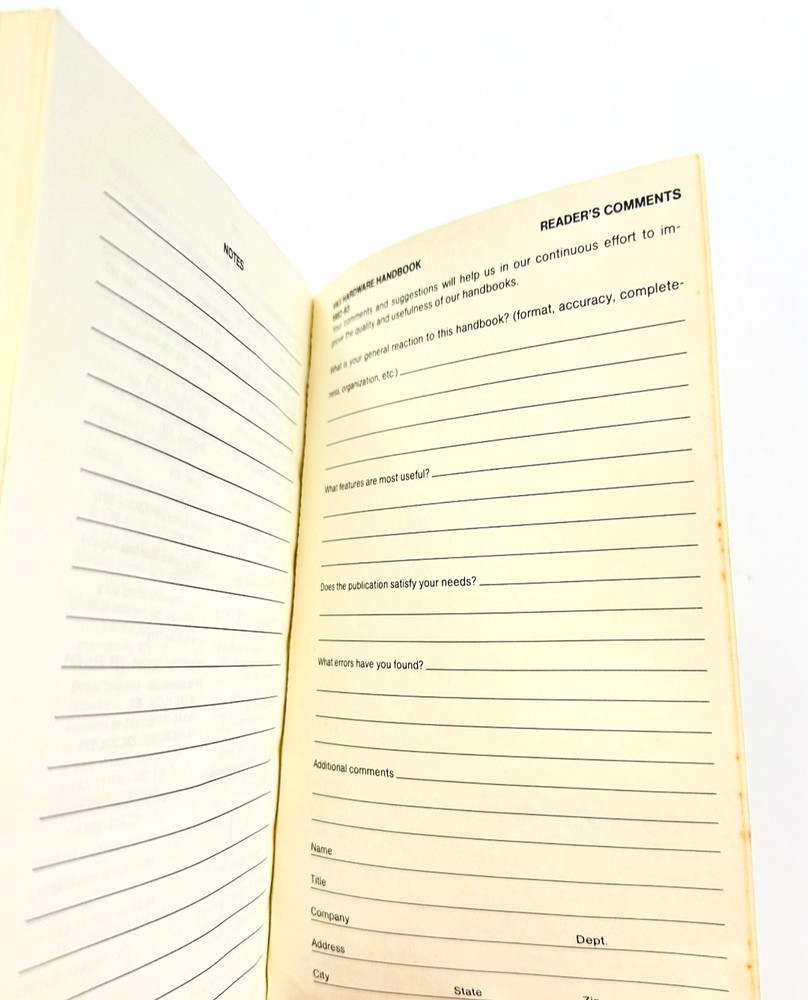 VAX Hardware Handbook Digital DEC 1982 Vtg Computer