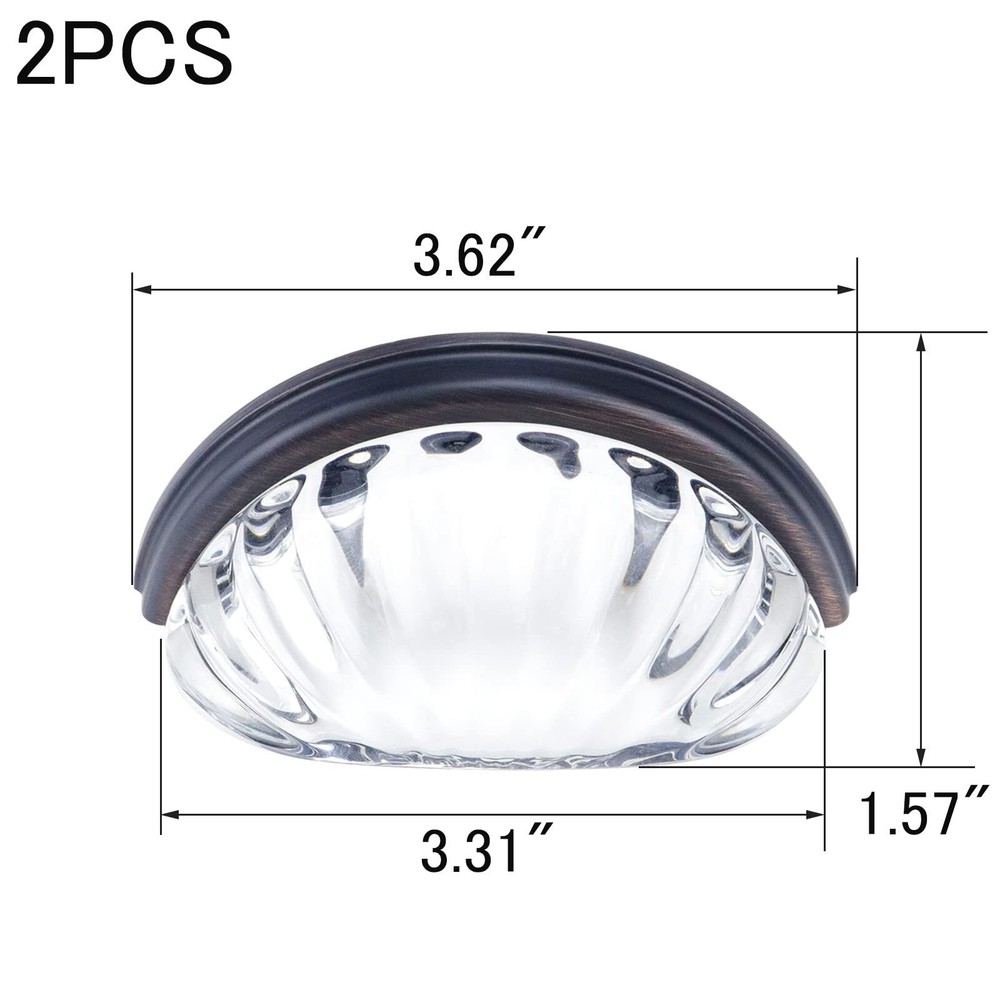 3" Hole Centers Clear Glass Cabinet Cup Pulls Scalloped Glass Round Cup Pull ...