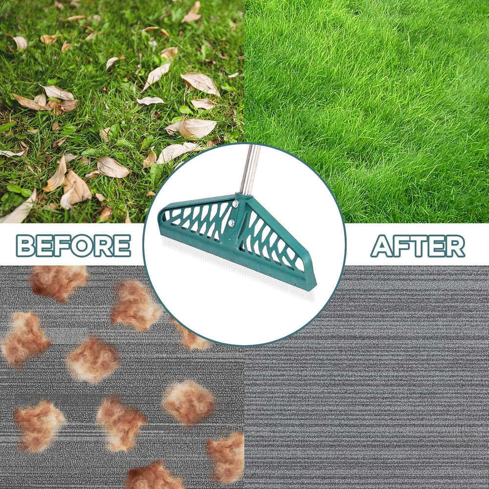 Artificial Turf Rake with Adjustable Steel Handle from 32 to 61 Inch, Durable Ar