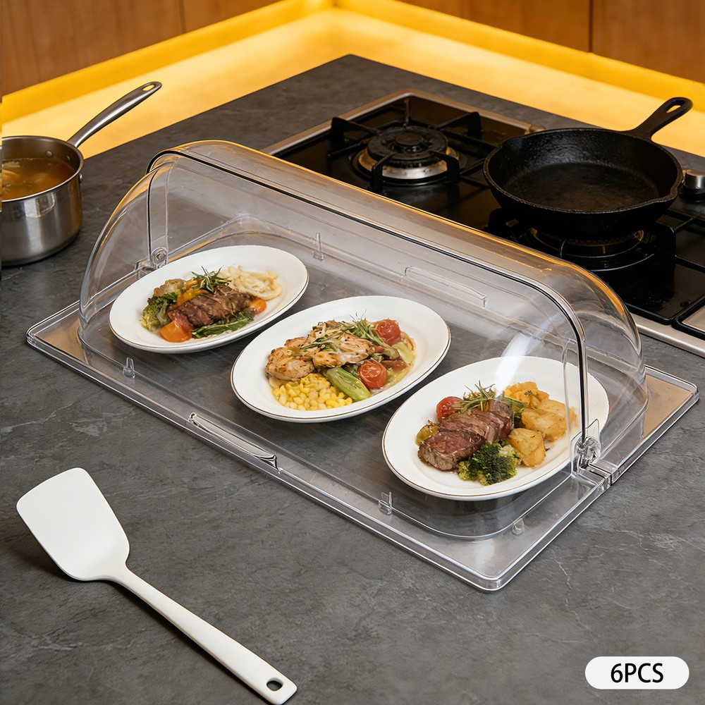 6Pcs Clear Chafing Dish Covers,Rolling Chafing Dish Lid,Clear Roll Top Plate Lid