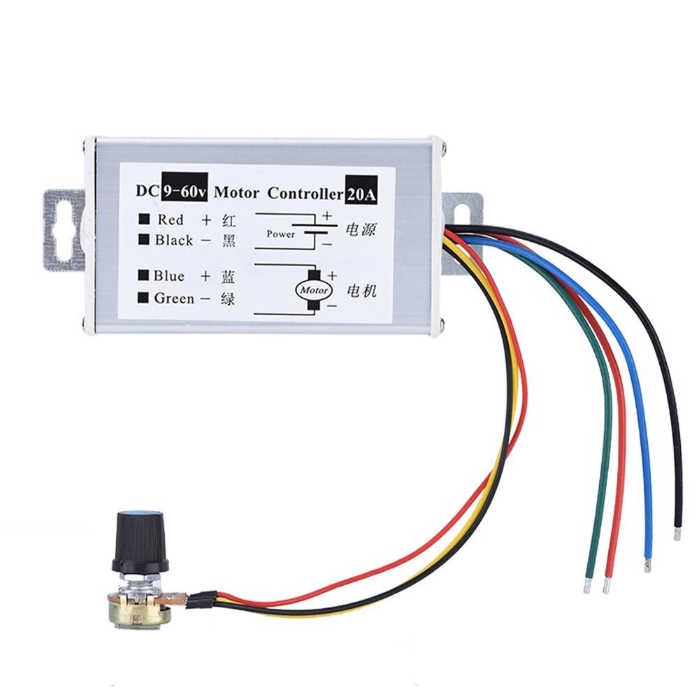 PWM DC Brush Motor Stepless Variable Speed Controller Switch 12V 24V 48V 60V 20A