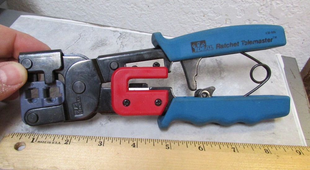 Ideal Ratchet Telemaster #30-696 modular plug crimper tool, great condition
