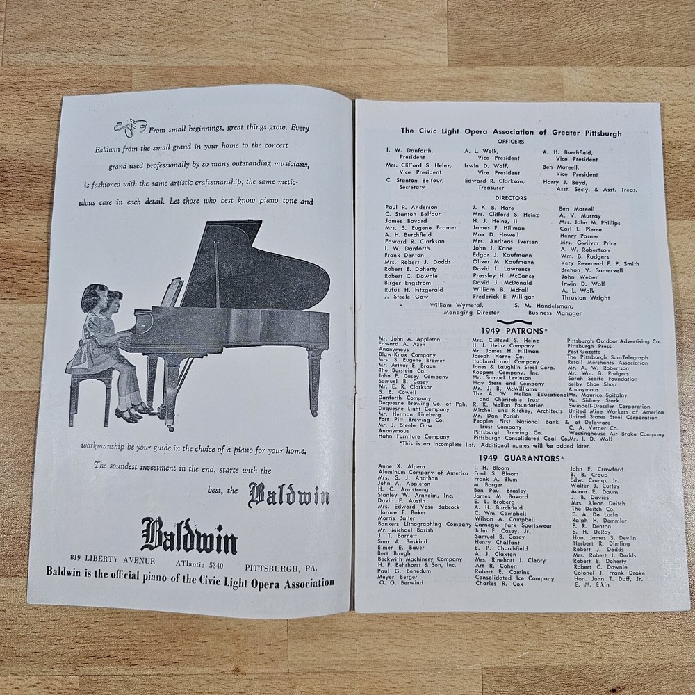 Vtg 1949 Civic Light Opera Pittsburgh "Anything Goes" Musical Comedy Program