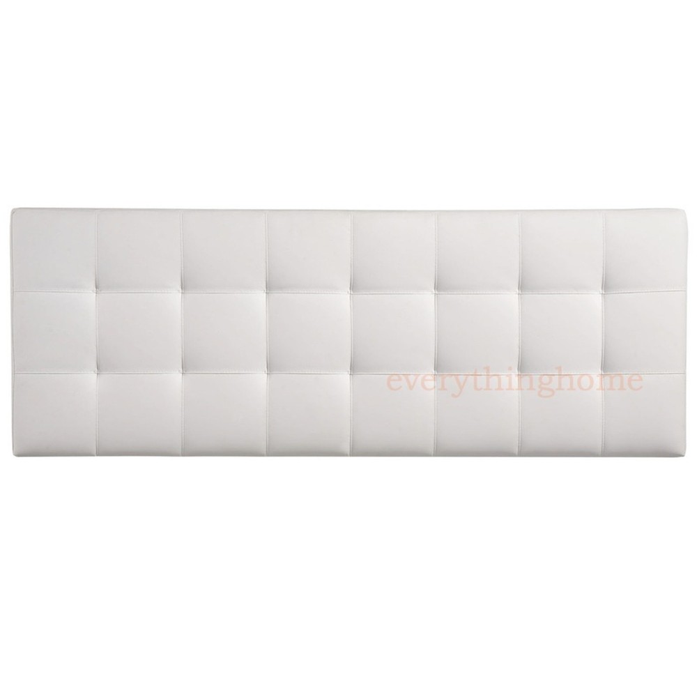 Queen Headboard Brown, Black, White Modern Button Tufted Vinyl Upholstered