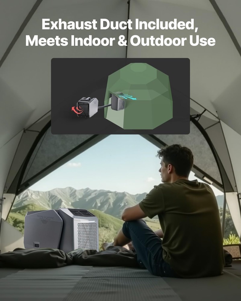 Portable Air Conditioner 5000 BTU 3-Speed with Timer for Camping RVs Home Gray