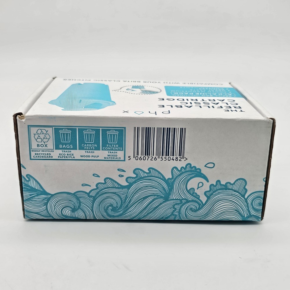 Phox Refillable Water Filter Cartridge for Brita Classic Pitcher w/ Alkaline PK