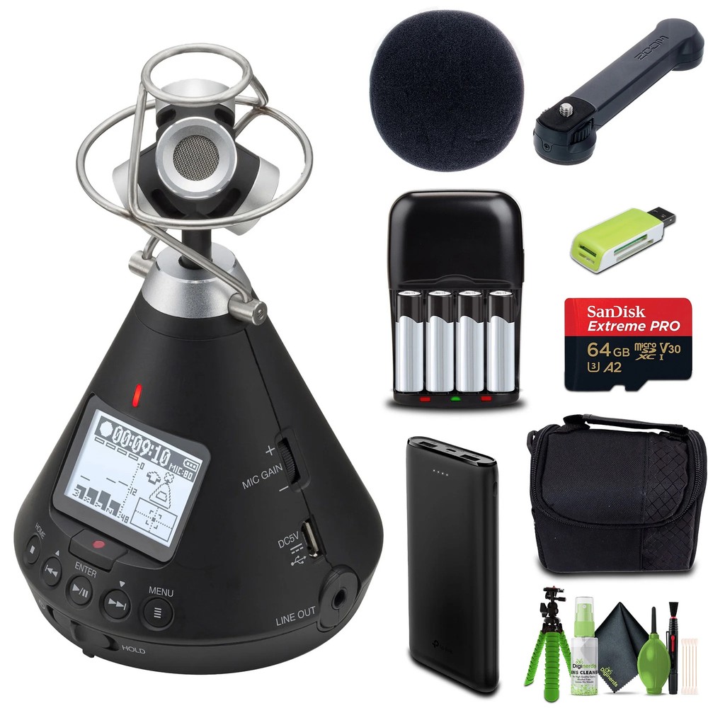 Zoom H3-VR Handy Audio Recorder with Built-In Ambisonics Mic Array Bundle