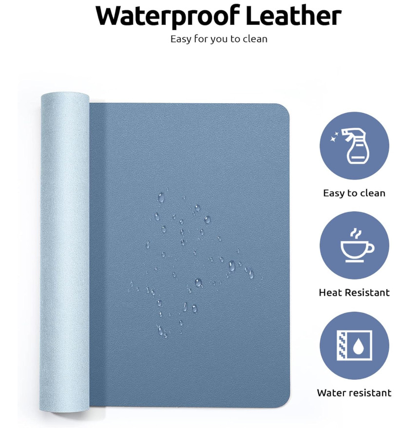 YSAGi Leather Desk Protector, Office Mat ( Blue)