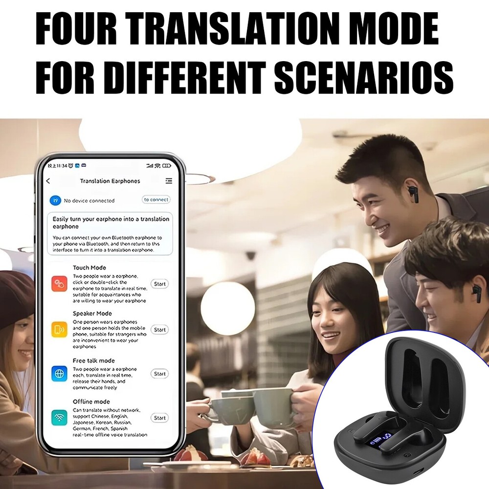 Translator Earbuds 144 Languages & Accents Two-Way Translation for iOS Android